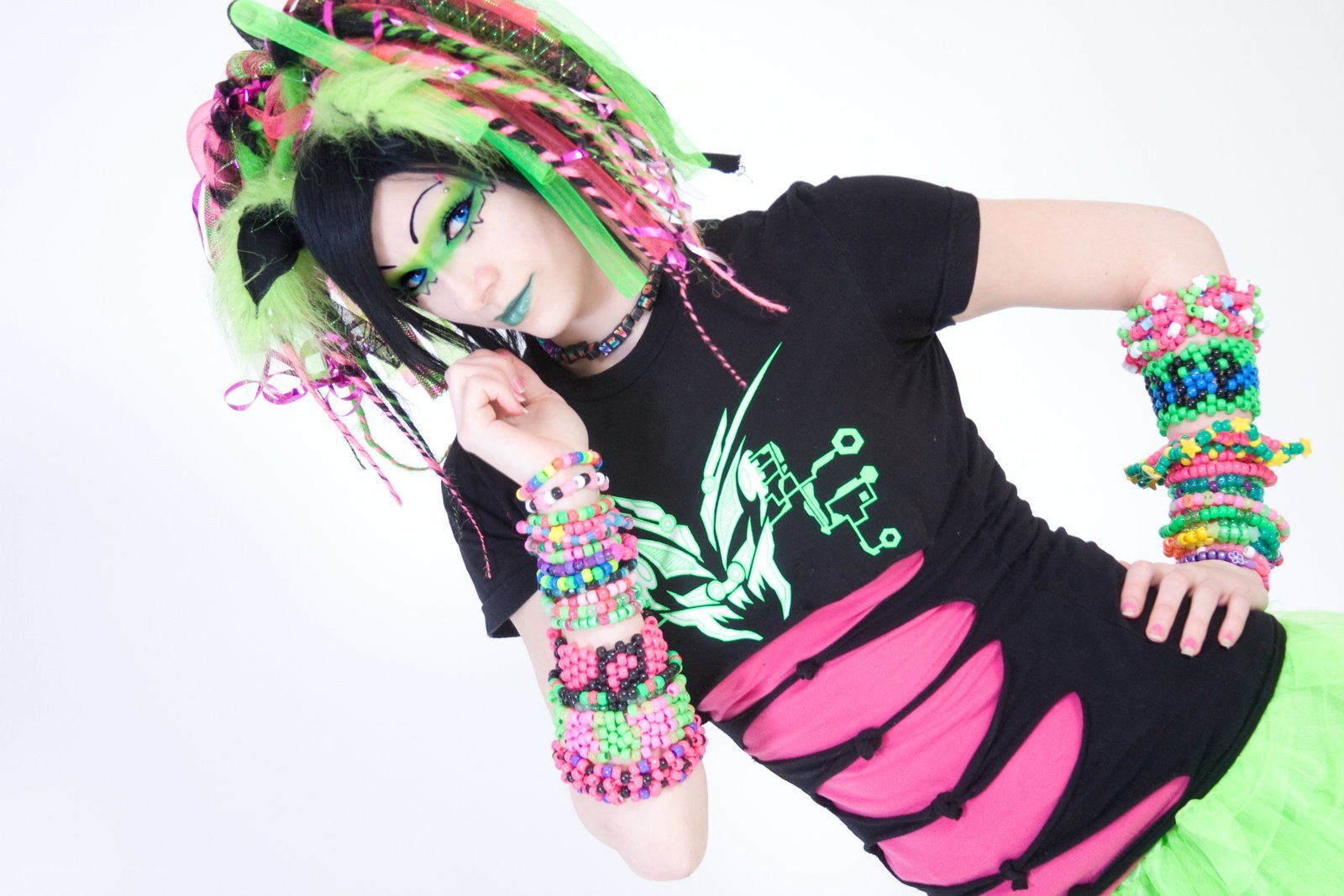 person with colorful dreadlocks