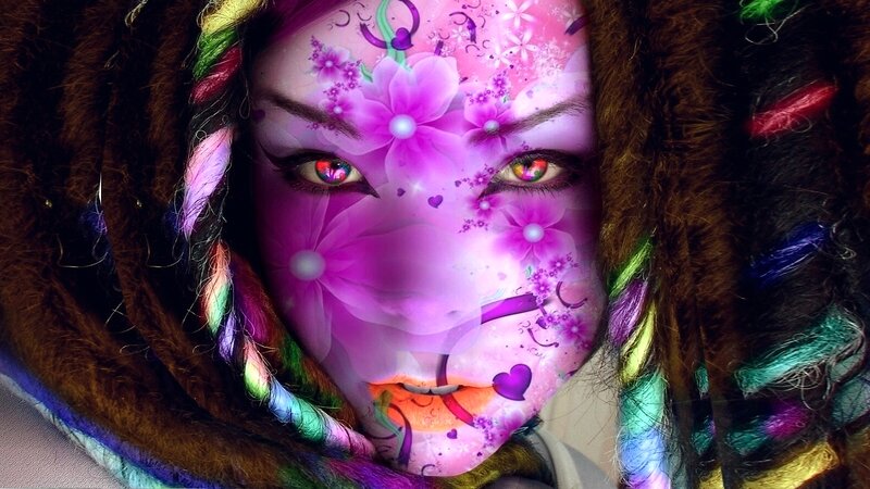 Person with Colorful Face Paint — Purple