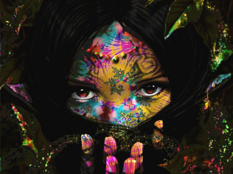 Person with Colorful Face Paint — Yellow