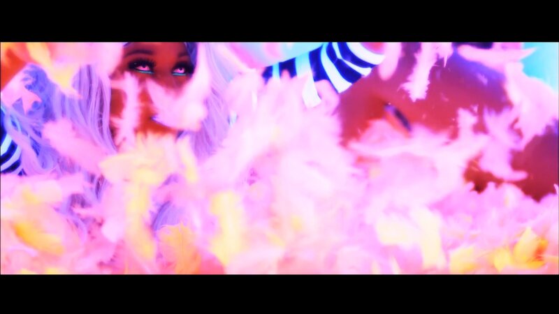 person with colorful feathers
