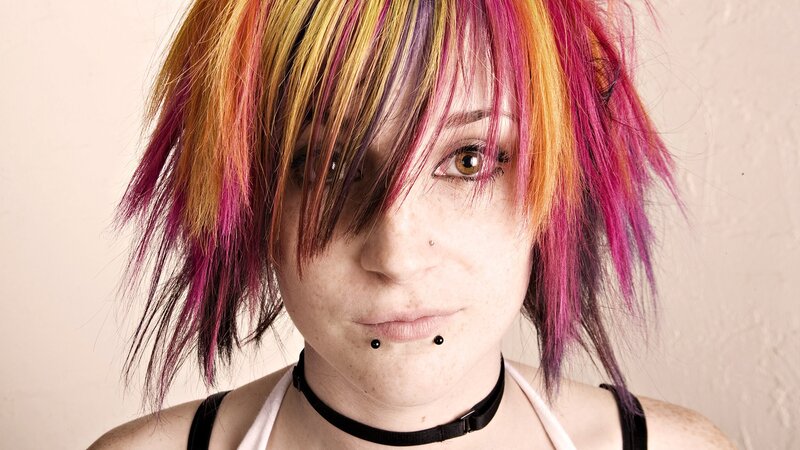 person with colorful hair