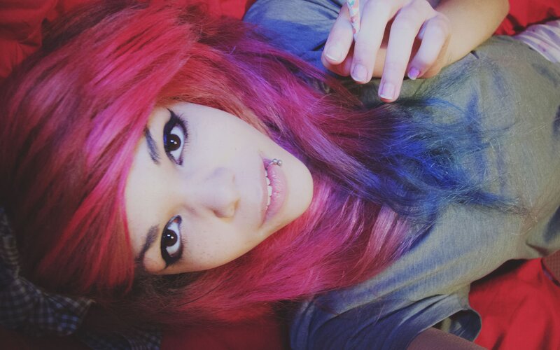 person with colorful hair