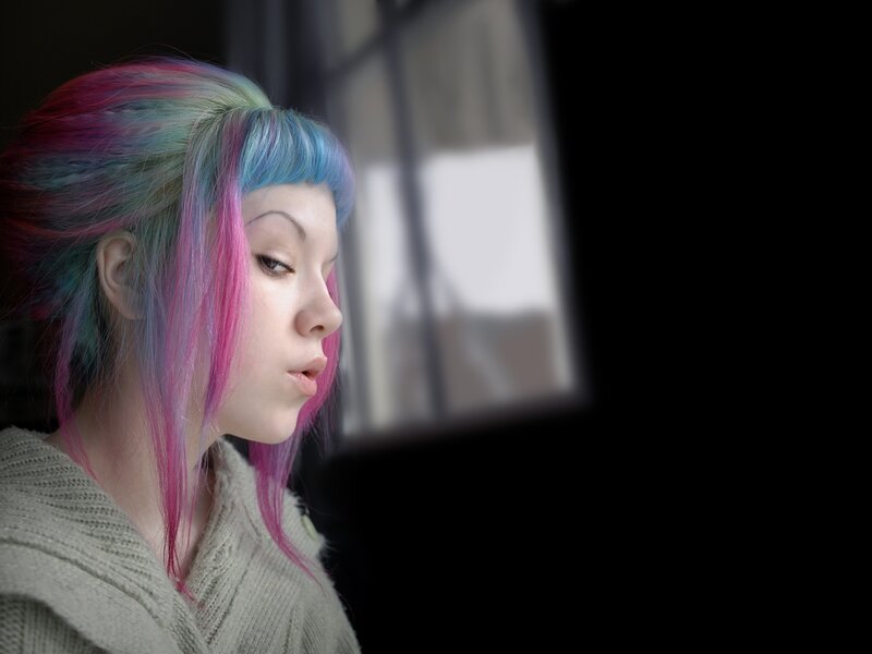 person with colorful hair