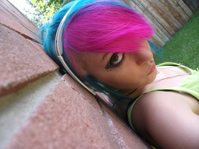 person with colorful hair