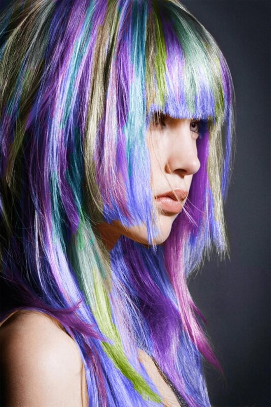 person with colorful hair