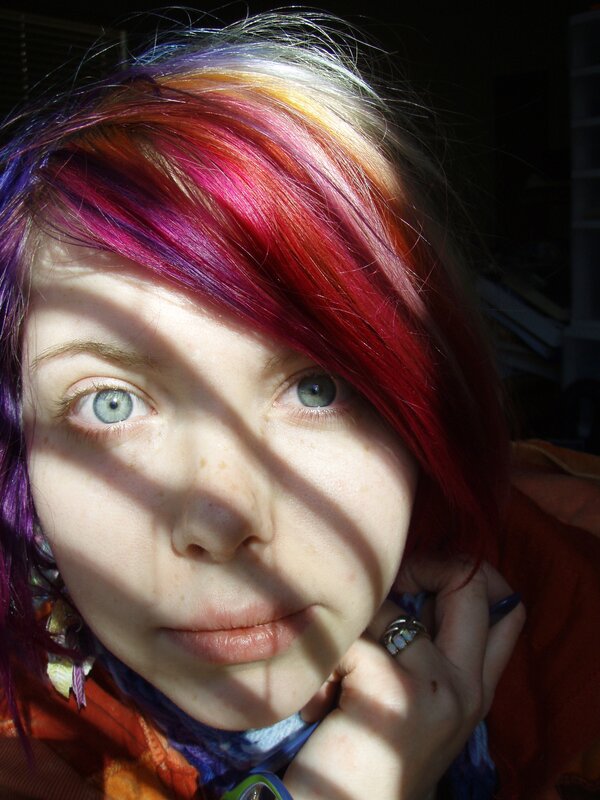 person with colorful hair