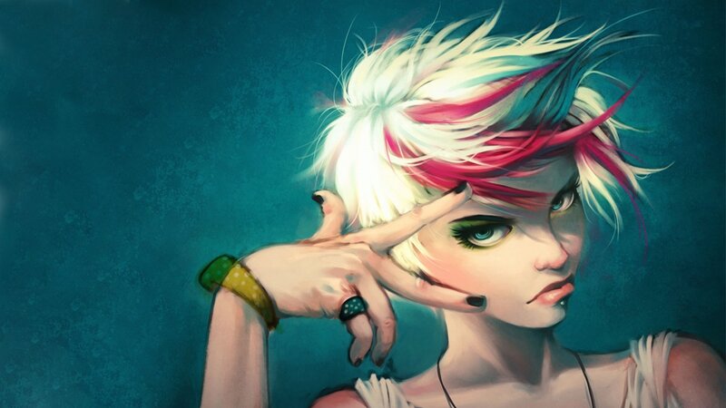 Person with Colorful Hair — Blue, Dramatic