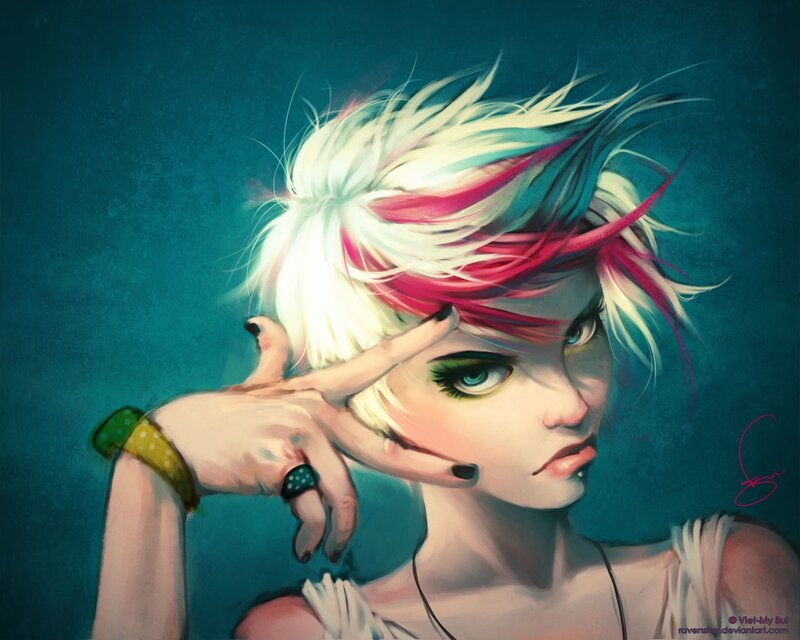 Person with Colorful Hair — Blue