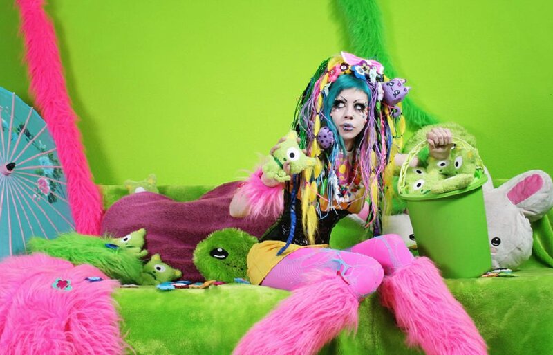 Person with Colorful Hair — Green, Playful