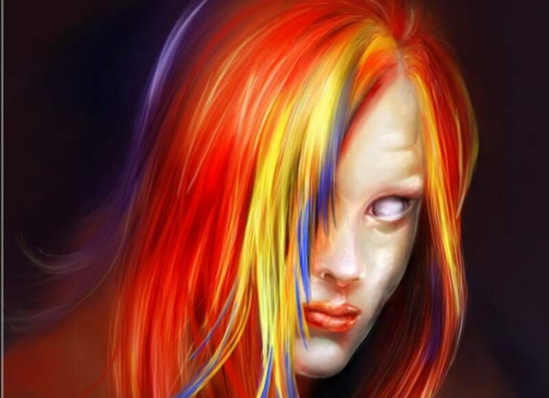 Person with Colorful Hair — Red