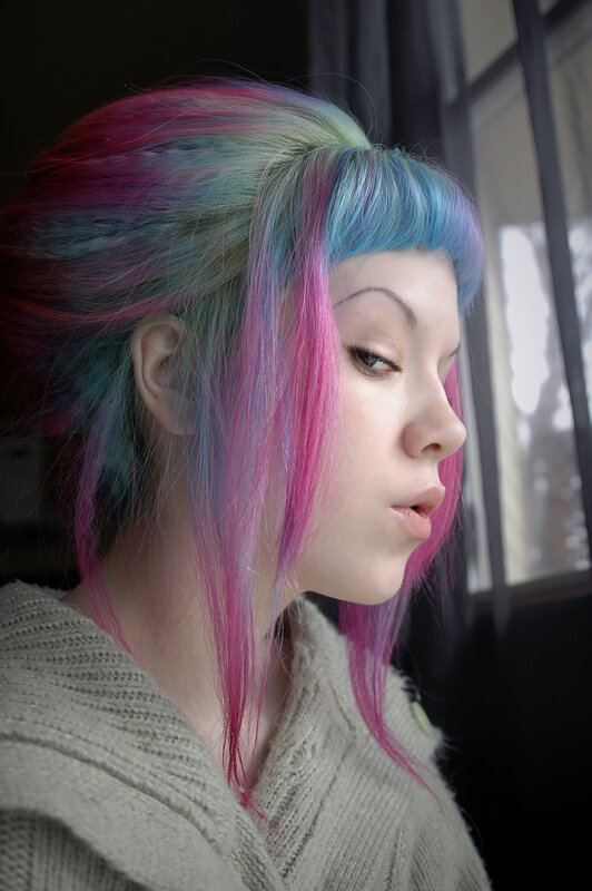 person with colorful hair