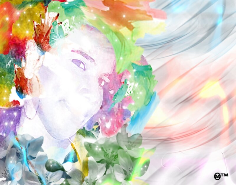 Person with Colorful Hair — White