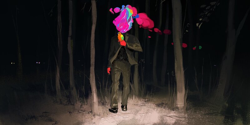 Person with Colorful Head