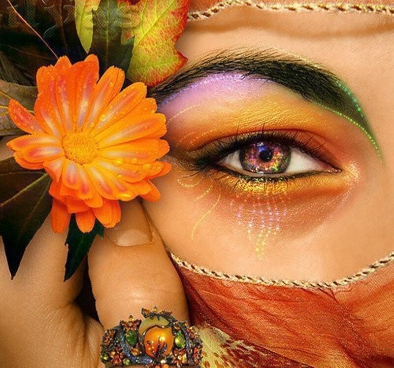 Person with Colorful Makeup — Orange