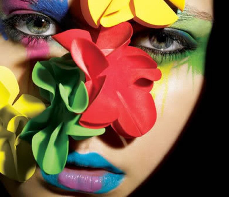 Person with Colorful Makeup — Red, Vibrant
