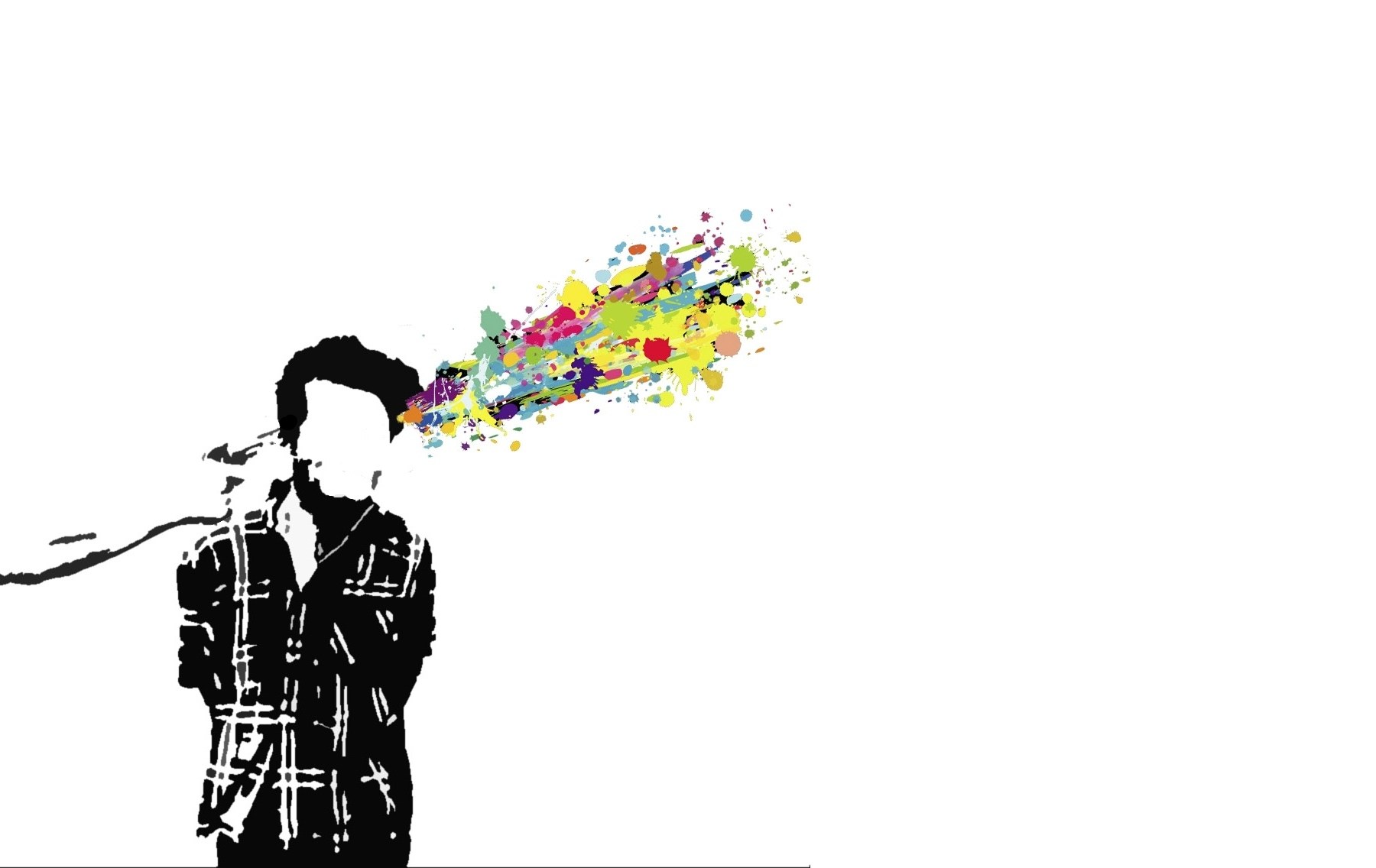 person with colorful paint splatter