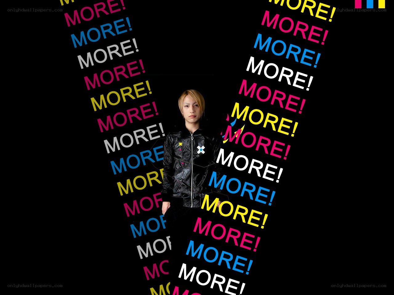 person with colorful text