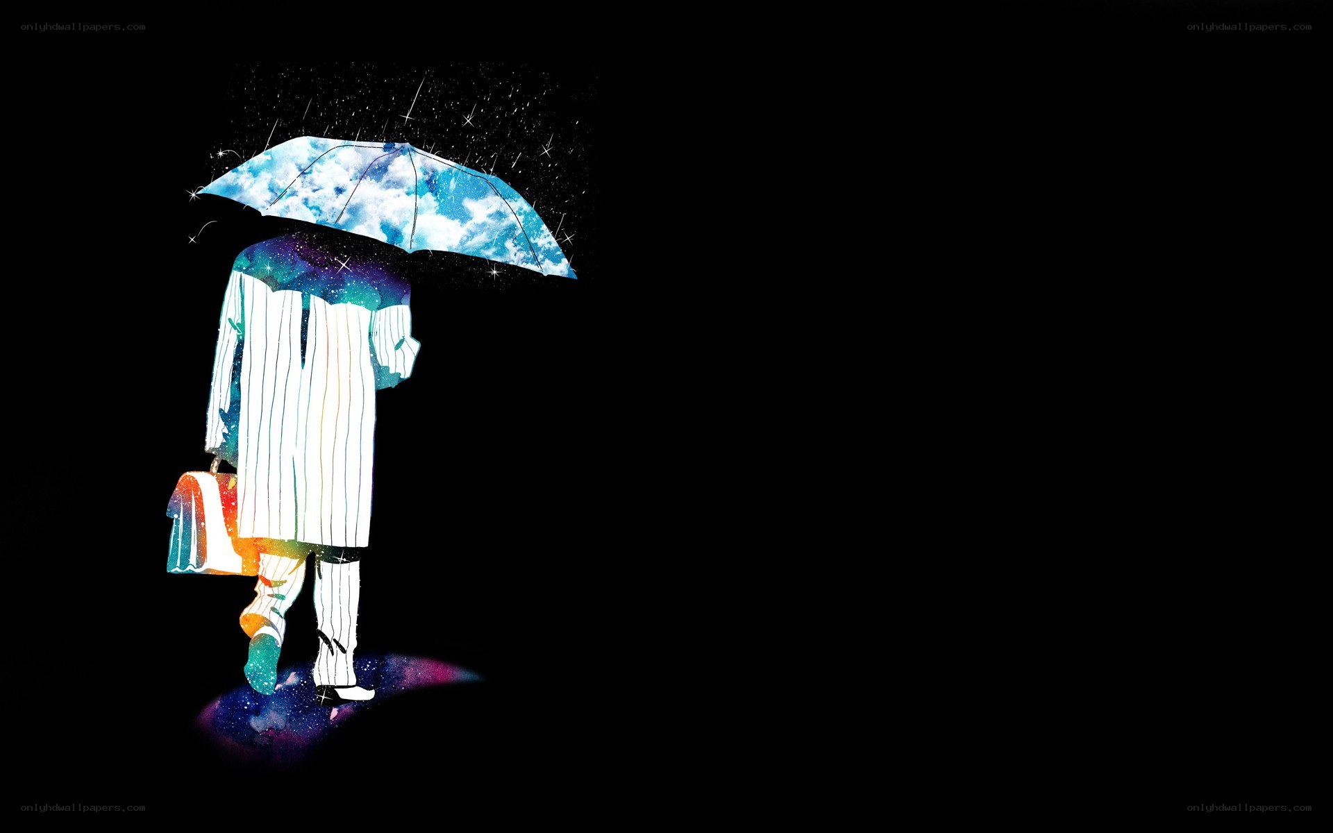 person with cosmic umbrella