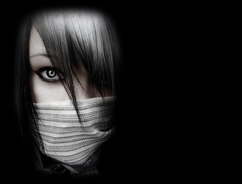 person with covered face