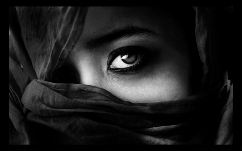 Person with Covered Face — Black, Dramatic, Photograph, Eye