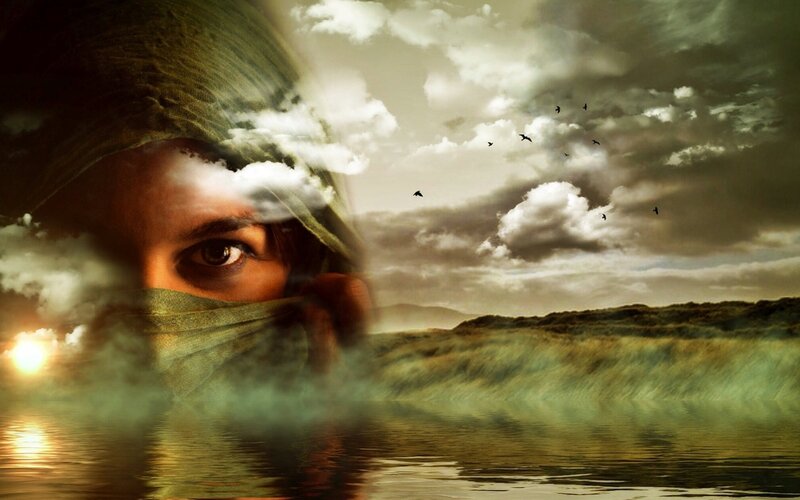 Person with Covered Face — Green