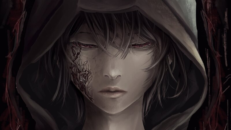 Person with Cracked Face — Gray