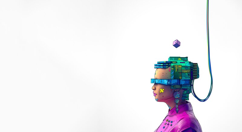 Person with Cybernetic Head
