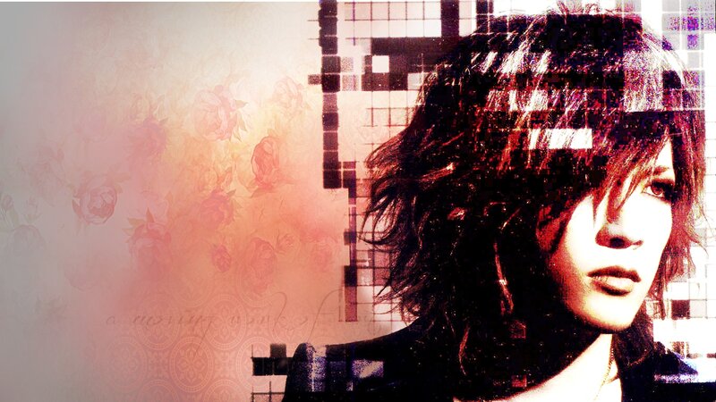 Person with Dark Hair — Black, Dramatic, Digital Art, Flowers