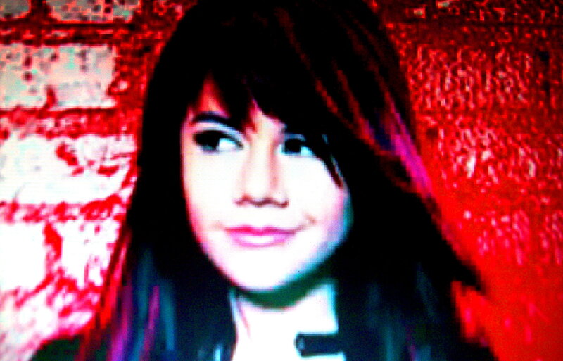 Person with Dark Hair — Red, Distorted