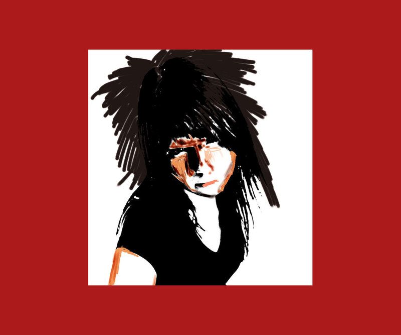 Person with Dark Hair — Red, Dramatic