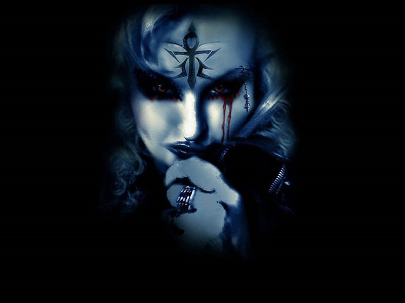 Person with Dark Makeup — Black, Dramatic, Digital Art, Blood