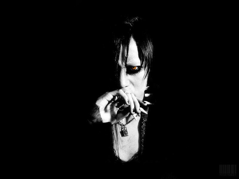 Person with Dark Makeup — Black, Dramatic, Photograph, Necklace