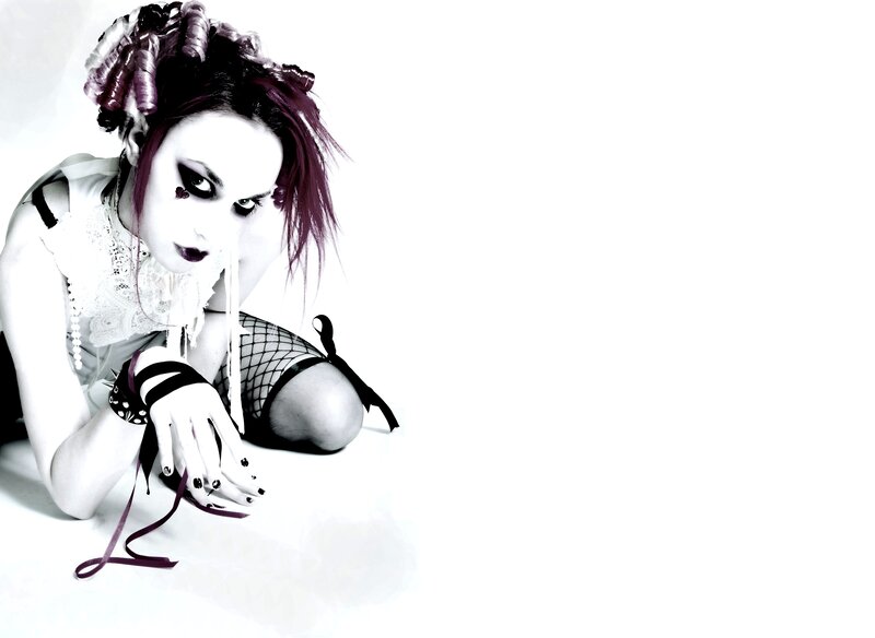 Person with Dark Makeup — White