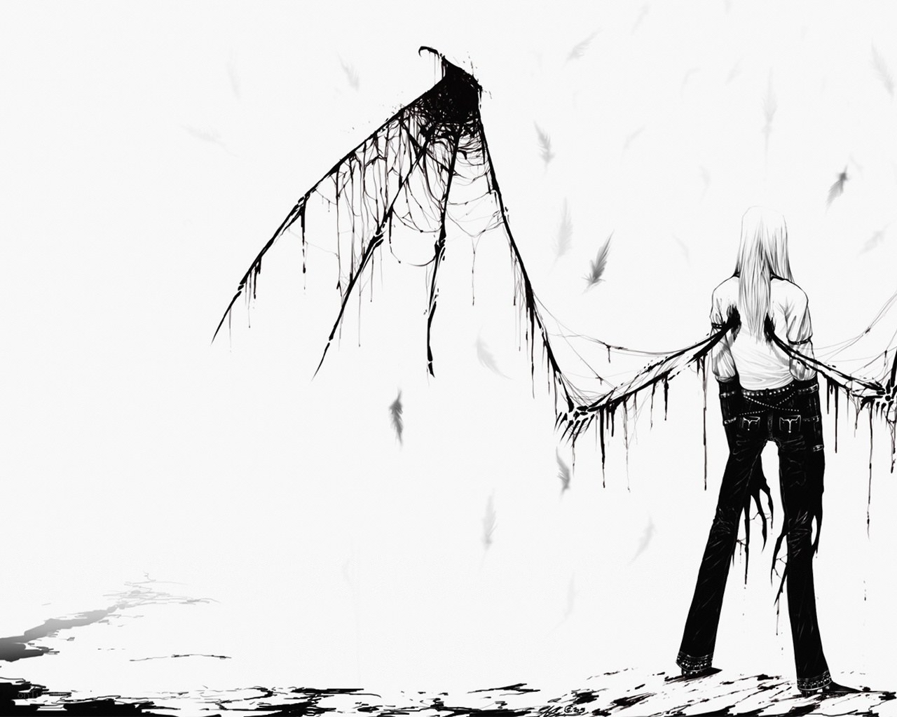 person with dark wings