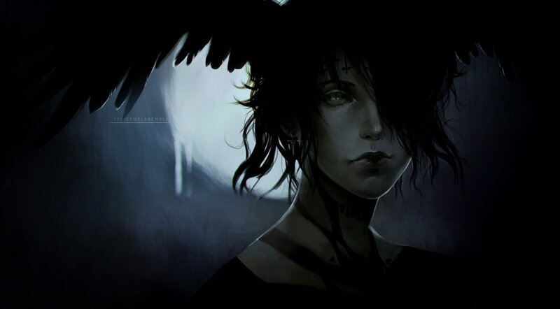 Person with Dark Wings — Black