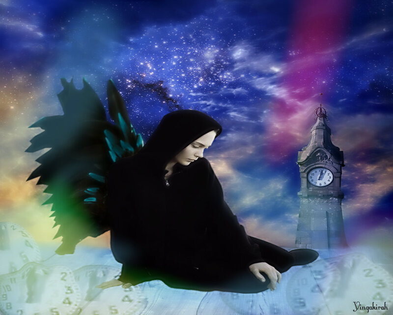 Person with Dark Wings — Blue