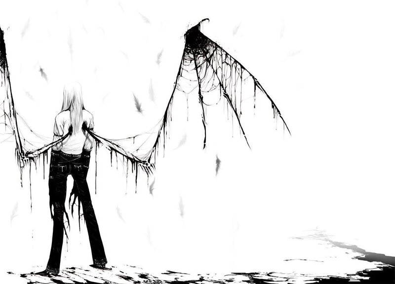 person with dark wings