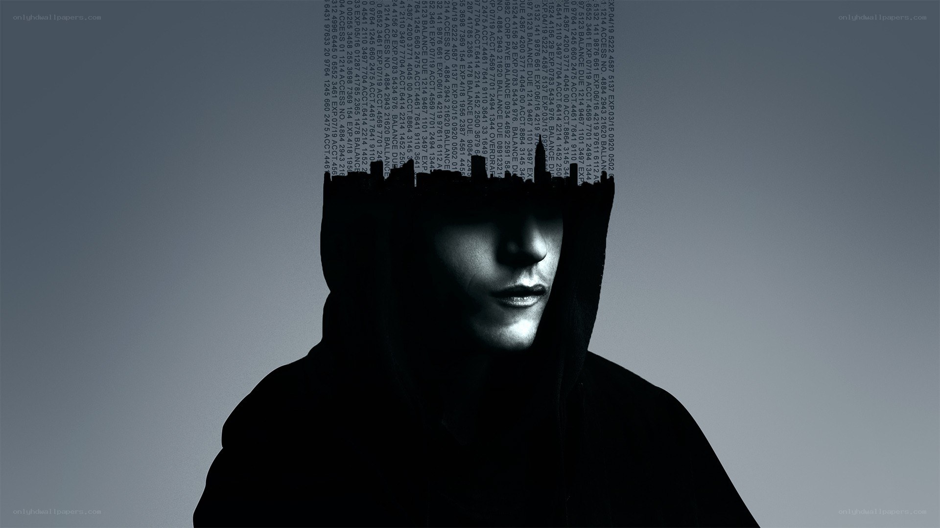 person with digital data overlay