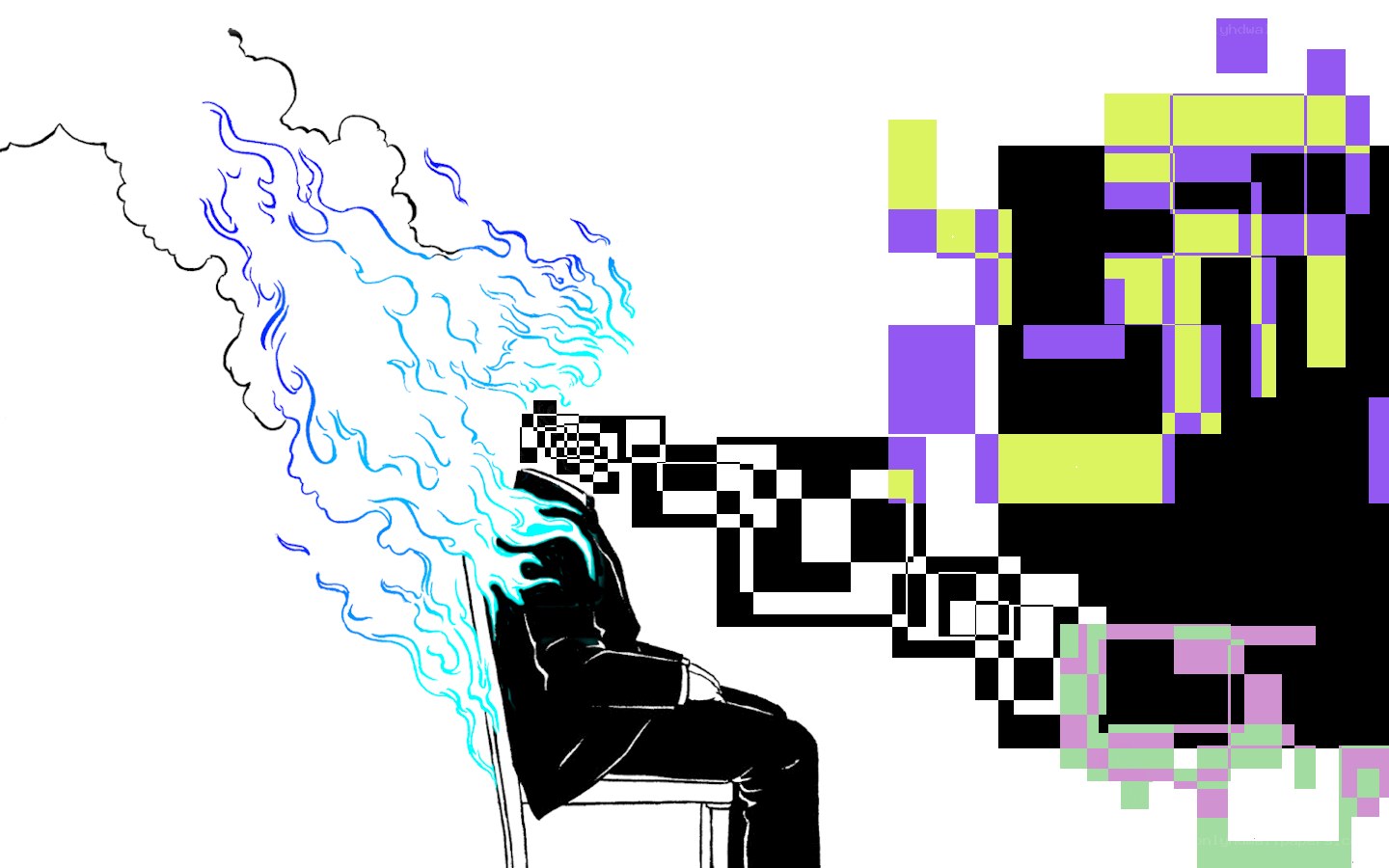 person with digital distortion