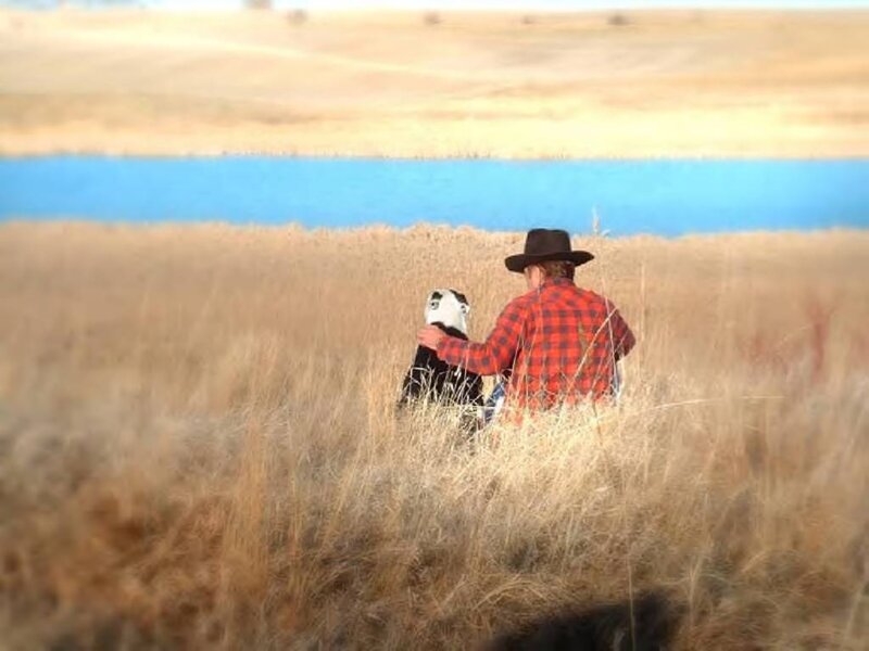 Person with Dog in Field