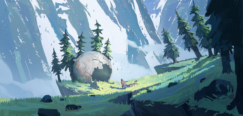 Person with Dog in Valley