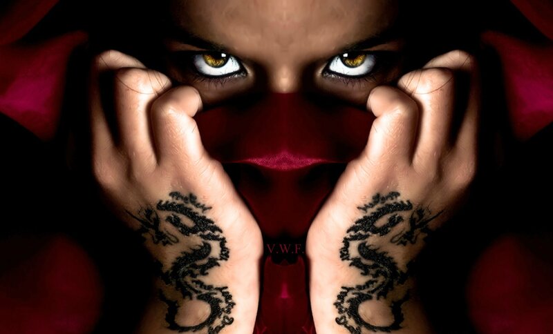 Person with Dragon Tattoos — Black