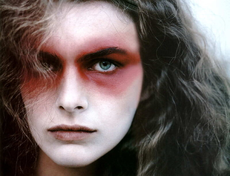 Person with Dramatic Makeup — Red, Photograph