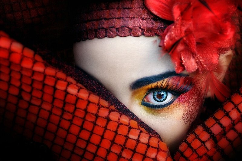 Person with Dramatic Makeup — Red