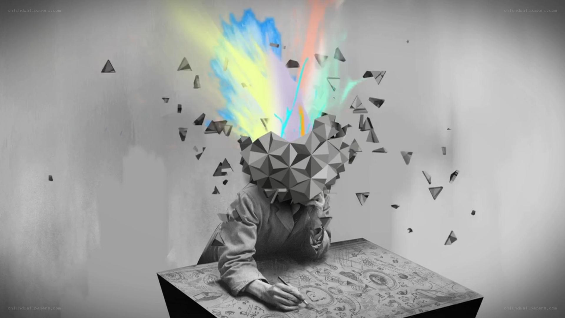 person with exploding head