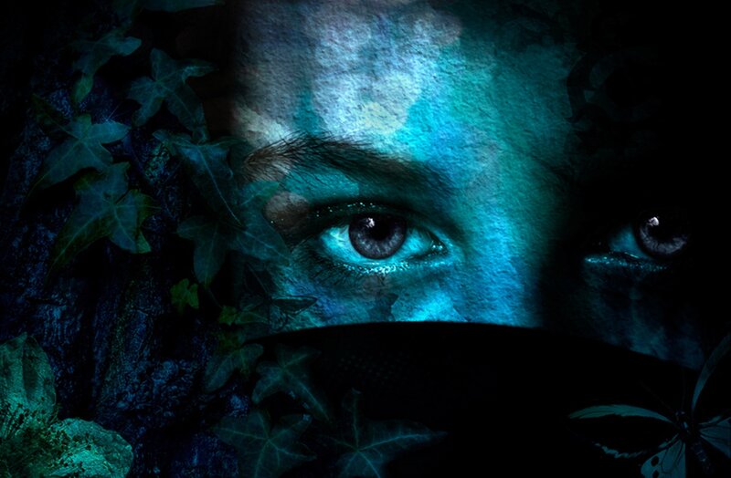 Person with Eyes in Darkness