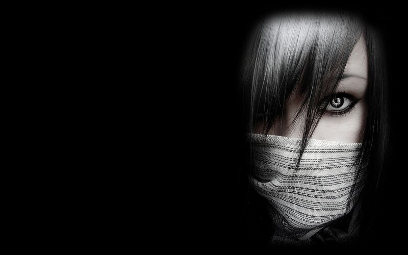 Person with Face Mask — Black, Dramatic, Photograph, Face Mask