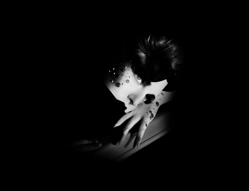 Person with Face Paint — Black, Dramatic, Night, Photograph