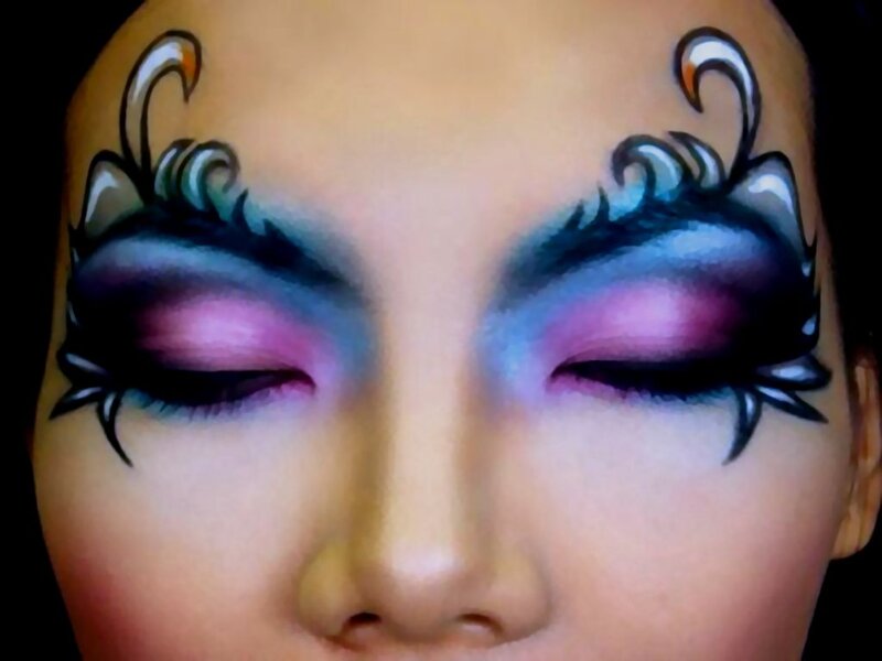Person with Face Paint — Purple, Dramatic, Photograph