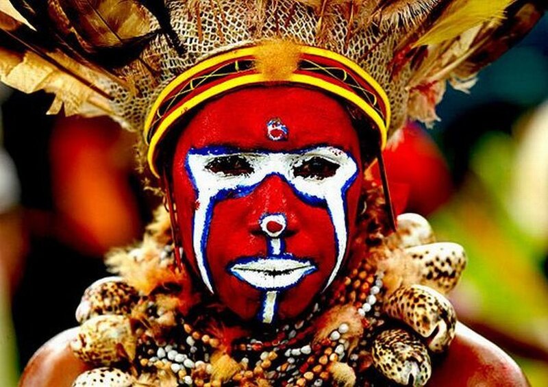 Person with Face Paint — Red, Ceremonial